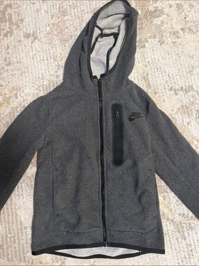 Nike Charcoal Gray Fleece-Lined Hooded Zip Jacket
